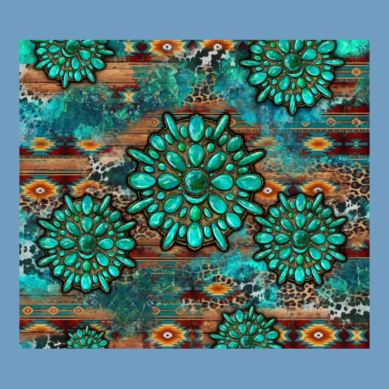Gemstone Turquoises Aztec Leopard Cowhide Urban Heavy Tee by Artiststas | Teevron