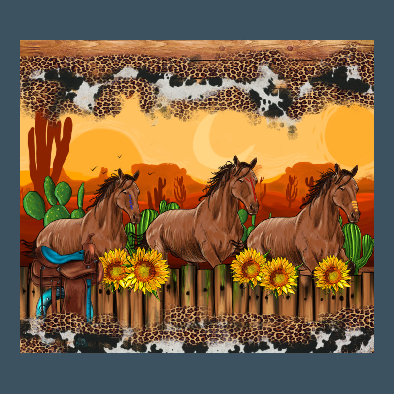 Western Horses And  Sunset With Sunflowers Urban Heavy Tee by Artiststas | Teevron