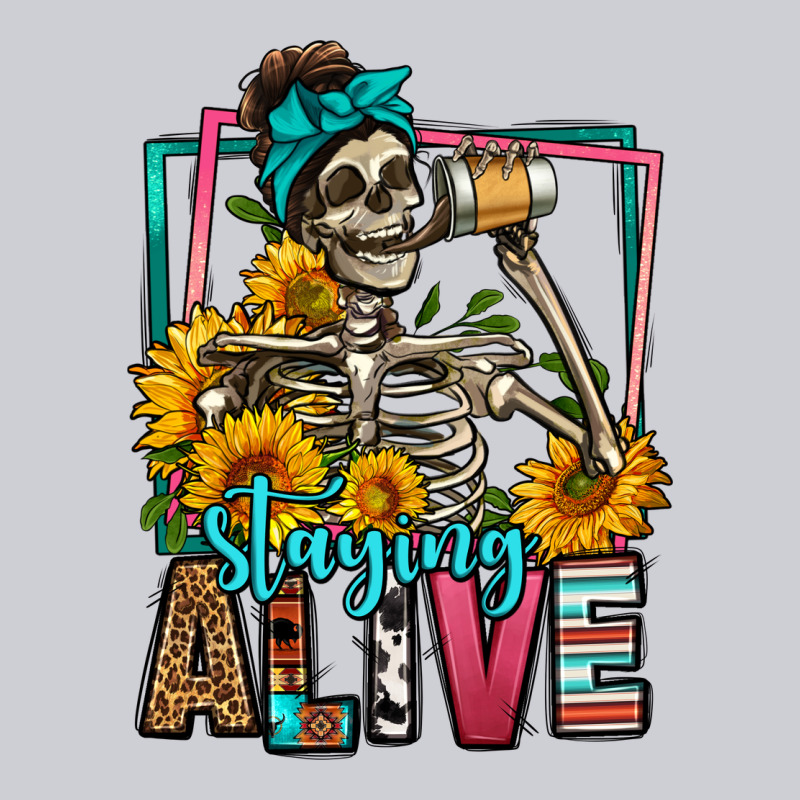 Staying Alive Coffee Drinking Skeleton Heavyweight Sweatshirt by Jasminsmagicworld | Teevron