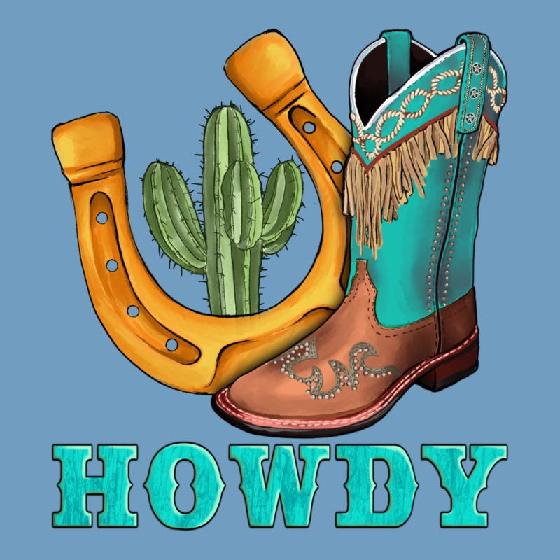 Howdy Turquoise Cowboy Boots Horseshoe Urban Heavy Tee by AdoDesignShop | Teevron