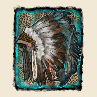 Indian Feather Headdress With Leopard Background Premium Tee | Teevron