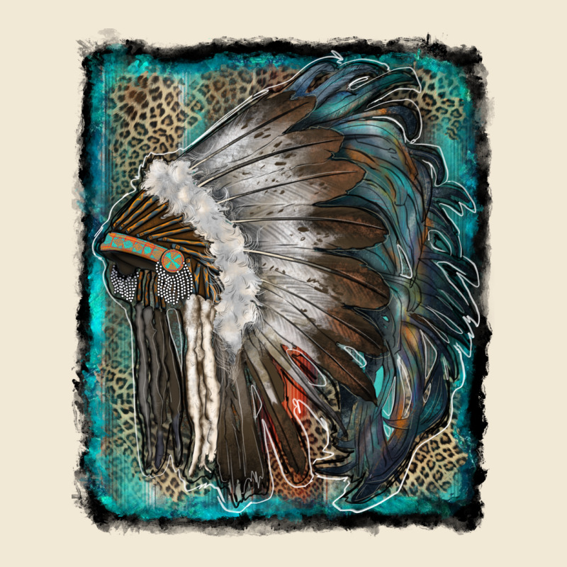 Indian Feather Headdress With Leopard Background Premium Tee by RanaPortraitStore | Teevron