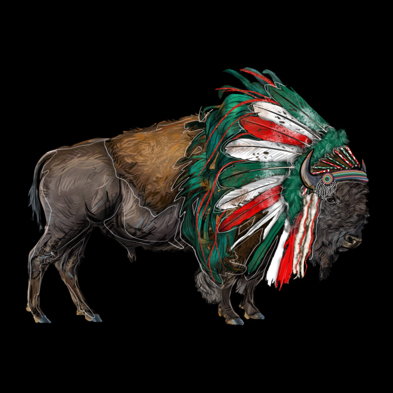 Mexican Bison With Indian Headdress Premium Tee by RanaPortraitStore | Teevron