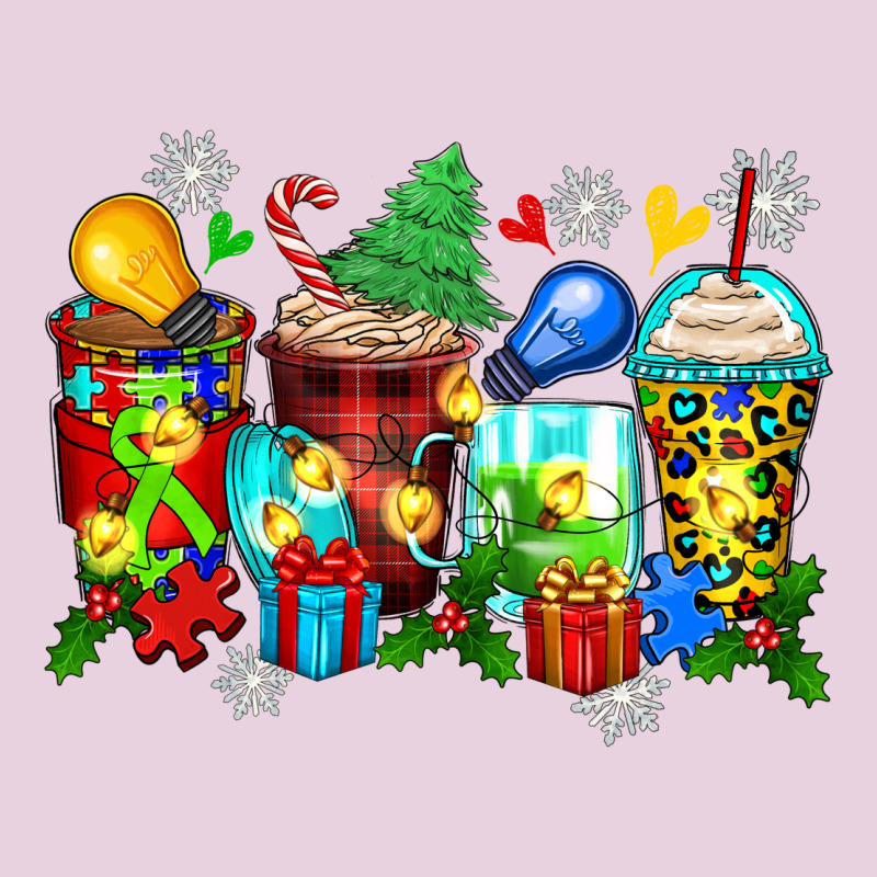 Autism Christmas Coffee Cups Ladies Tee by Zillion Design Studio | Teevron