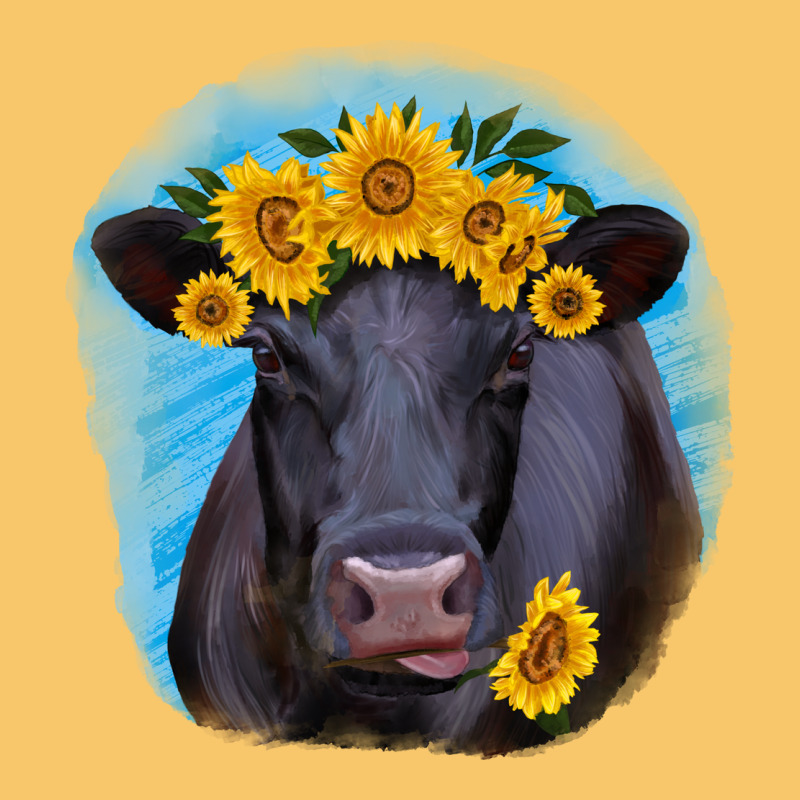 Black Angus With Sunflower Vintage Hoodie by RanaPortraitStore | Teevron