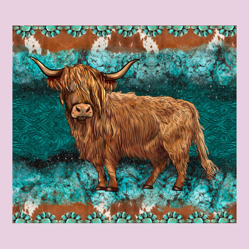 Turquoises Gemstones Cowhide Highland Cow Classic Tee by BarkalooDesign | Teevron