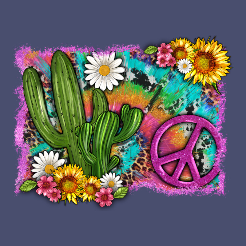 Cactus Peace Sign Flowers And Tie Dye Vintage Tee by Artiststas | Teevron