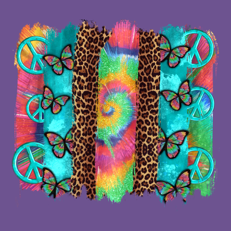 Hippie Peace Sign Butterfly Leopard And Tie Dye Brushstroke Vintage Tee by Artiststas | Teevron