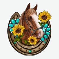 Western Horseshoe Horse Sunflowers Gemstone Urban Heavy Tee | Teevron