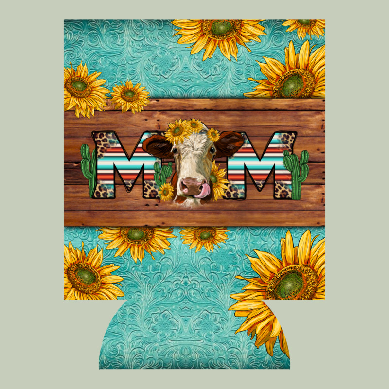 Mom Hereford Cattle Sunflowers On Tooled Leather Regular Can Cooler Classic Tee by BarkalooDesign | Teevron