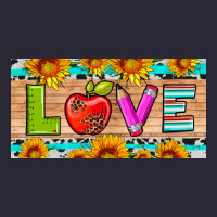 Love And Sunflower With Pen And Apple License Plate Template Vintage Tee | Teevron