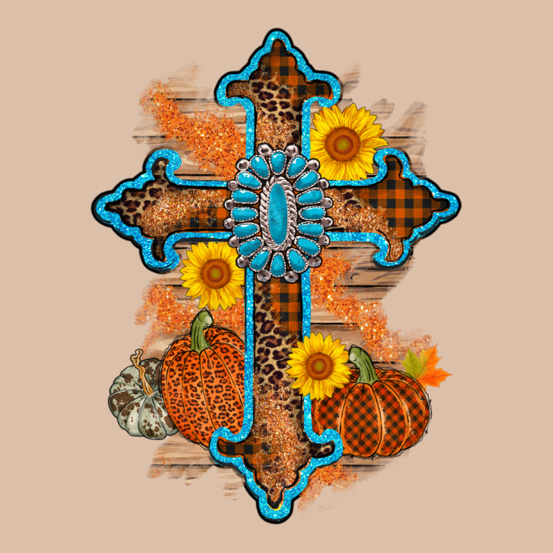 Thanksgiving Cross Pumpkin Sunflower Urban Heavy Tee by AdoDesignShop | Teevron