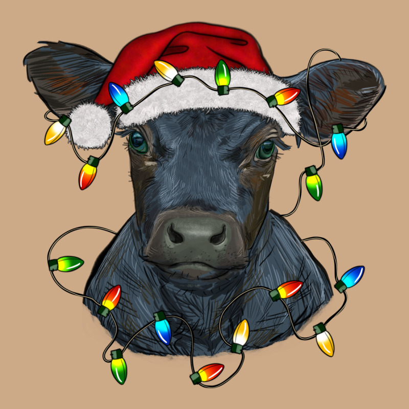 Christmas Baby Black Angus Calf With Lights Vintage Hoodie by RanaPortraitStore | Teevron