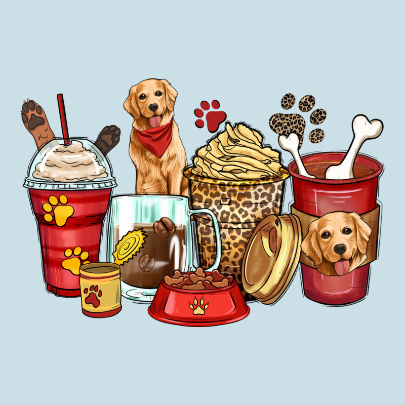 Golden Retriever Coffee Cups Ladies Tee by Zillion Design Studio | Teevron