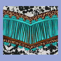 Western Cowhide Leopard Turquoise Fringed Classic Tee | Teevron