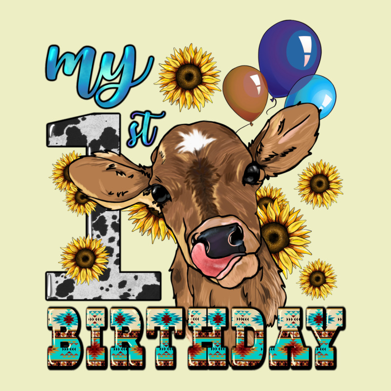 My First Birthday Baby Cow Sunflower Urban Hoodie by HowdyJamesFarm | Teevron