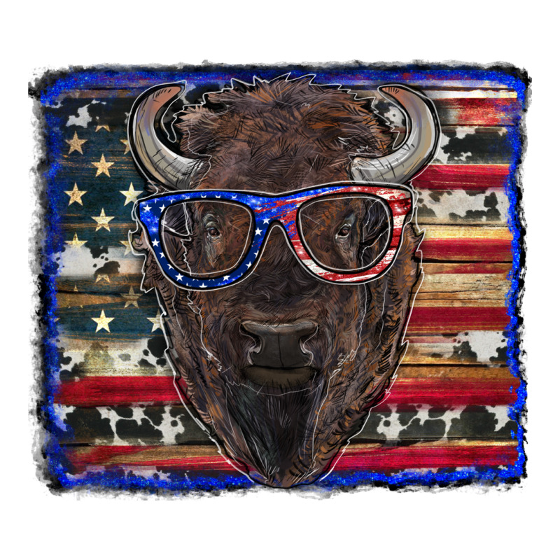 Bison With American Flag And Glasses Premium Tee by RanaPortraitStore | Teevron