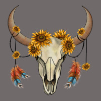 Bull Skull Sunflowers And Feathers Urban Heavy Tee | Teevron