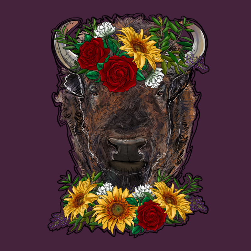 Bison Face With Flowers Premium Tee by RanaPortraitStore | Teevron