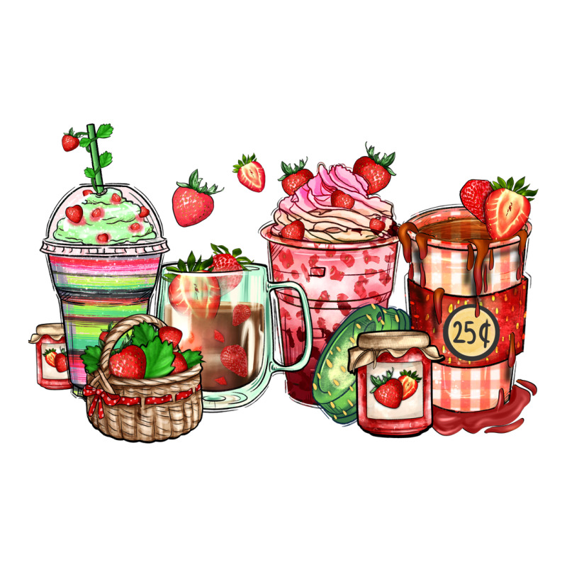 Strawberry Farm Fresh Coffee Cups Ladies Tee by Zillion Design Studio | Teevron