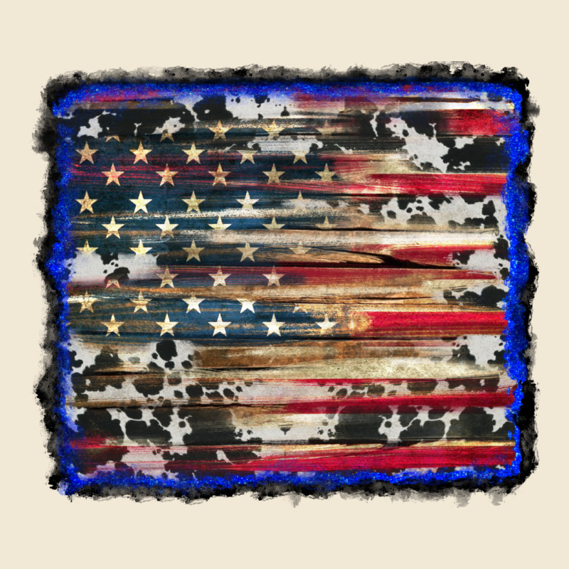 American Flag With Cowhide Background Premium Tee by RanaPortraitStore | Teevron