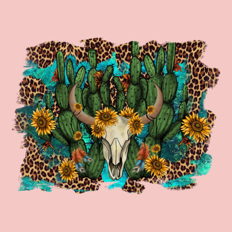 Leopard Bull Skull Cactus Sunflowers Urban Heavy Tee by AdoDesignShop | Teevron