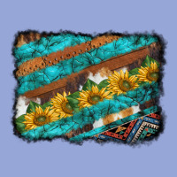 Western Aztec Sunflowers Turquoise Cowhide Background Classic Tee | Teevron
