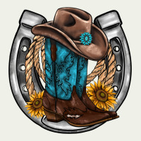 Western Horseshoe Boots Hat Rope Sunflower Urban Heavy Tee | Teevron