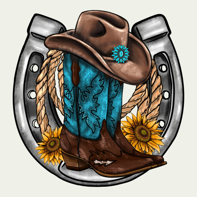 Western Horseshoe Boots Hat Rope Sunflower Urban Heavy Tee by AdoDesignShop | Teevron