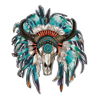 Indian Headdress With Bull Skull Premium Tee | Teevron