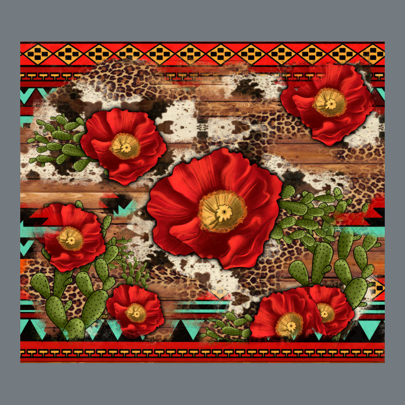Red Flower And Cactus With Cowhide And Aztec Heavyweight Sweatshirt by Artiststas | Teevron