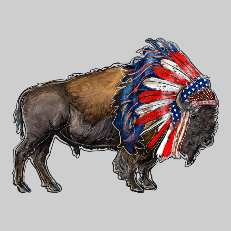 American Bison With Indian Headdress Premium Tee by RanaPortraitStore | Teevron