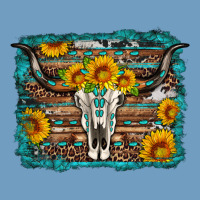 Longhorn Bull Skull Western Turquoise Background Urban Heavy Tee | Teevron
