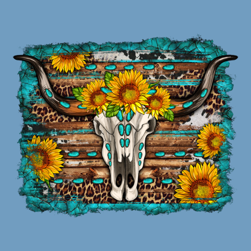 Longhorn Bull Skull Western Turquoise Background Urban Heavy Tee by Artiststas | Teevron