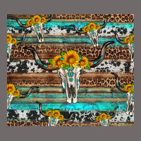 Longhorn Bull Skull Cowhide Leopard Turquoise Urban Heavy Tee | Teevron