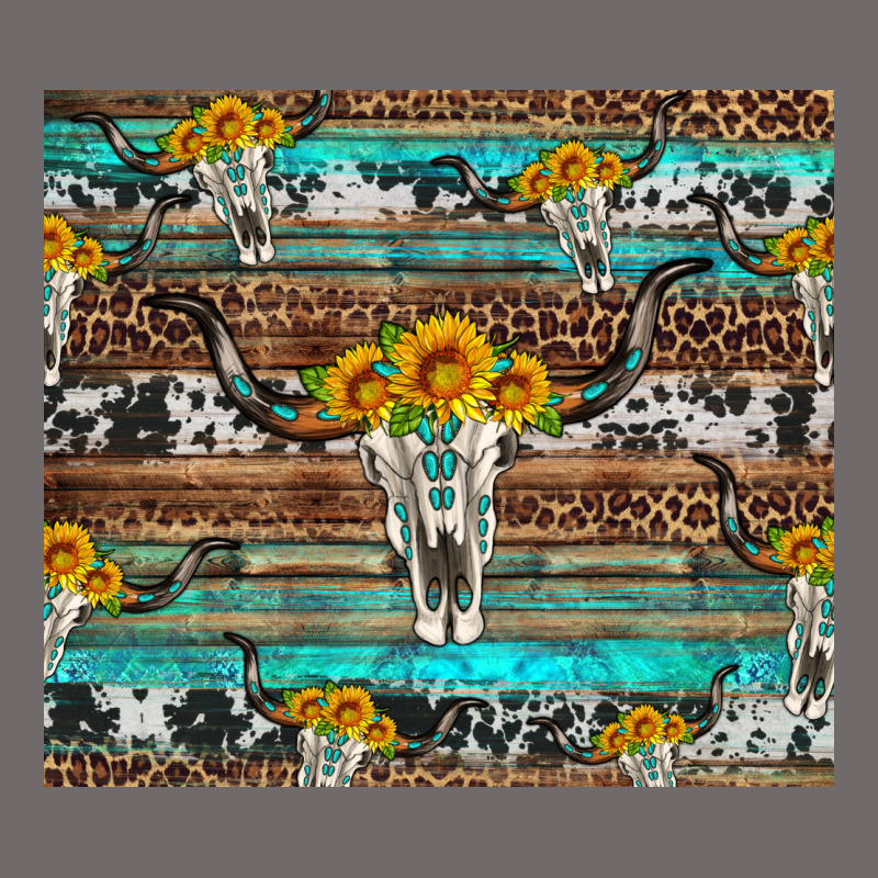 Longhorn Bull Skull Cowhide Leopard Turquoise Urban Heavy Tee by Artiststas | Teevron