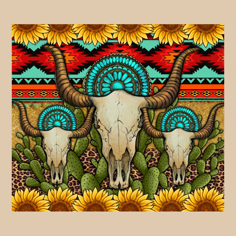Bull Skulls Gemstones And Cactus With Leopard And Aztec Heavyweight Sweatshirt by Artiststas | Teevron