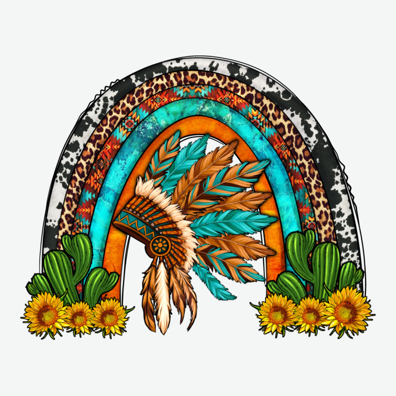 Indian Headdress Cactus And Sunflowers Rainbow Urban Heavy Tee by Artiststas | Teevron