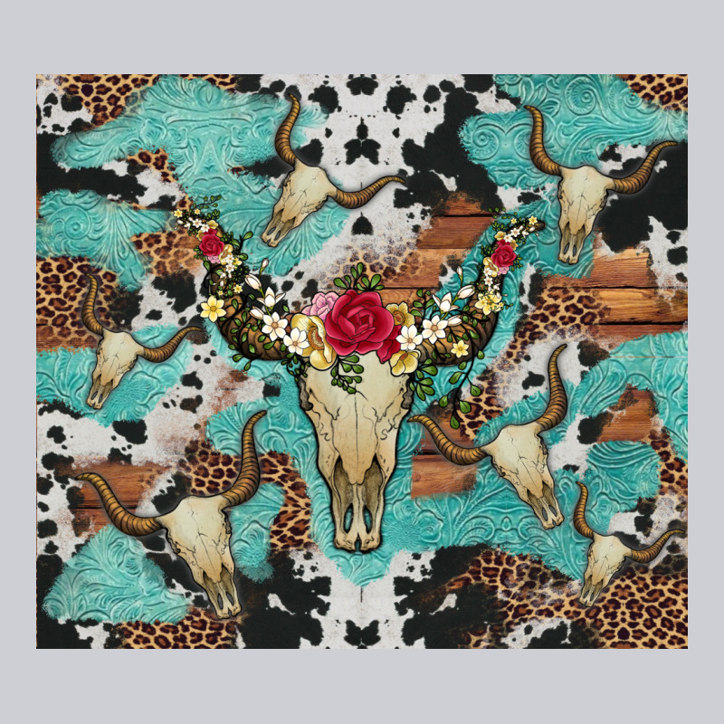Bull Skull Flowers Cowhides And Leopard Heavyweight Sweatshirt by Artiststas | Teevron