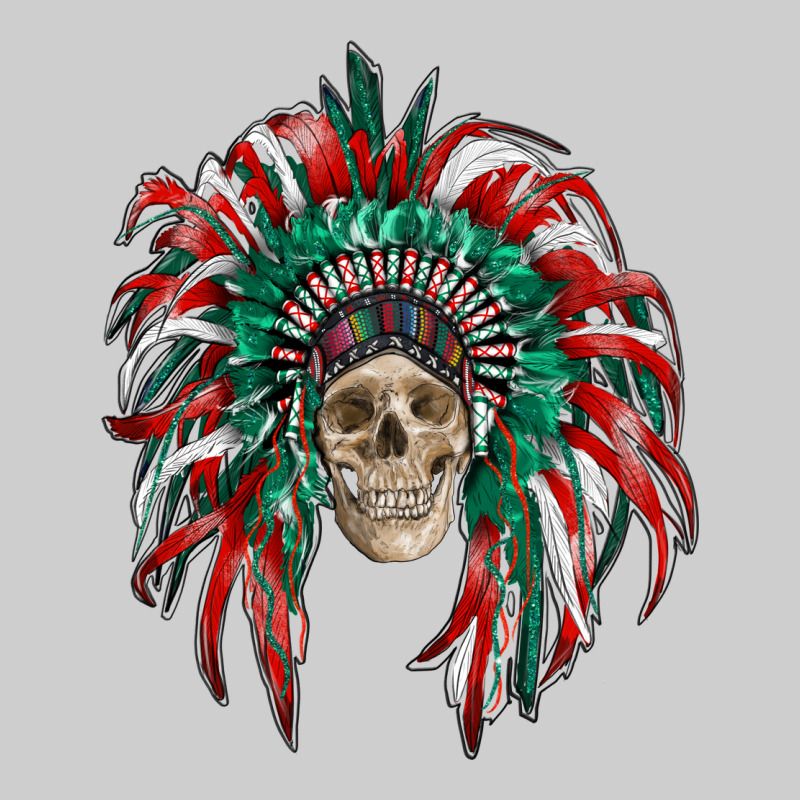 Mexican Flag Indian Headdress With  Skull Premium Tee by RanaPortraitStore | Teevron