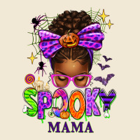 Halloween Afro Messy Bun Spooky Mama Premium Tee | Teevron