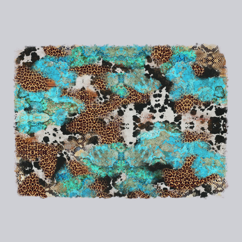 Western Cowhide And Leopard With Turquoise Background Heavyweight Sweatshirt by Artiststas | Teevron