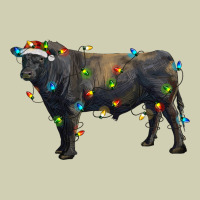 Christmas Black Angus Bull With Christmas Lights Heavy Core Tee | Teevron
