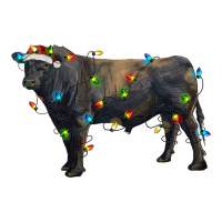 christmas black angus bull with christmas lights | Teevron