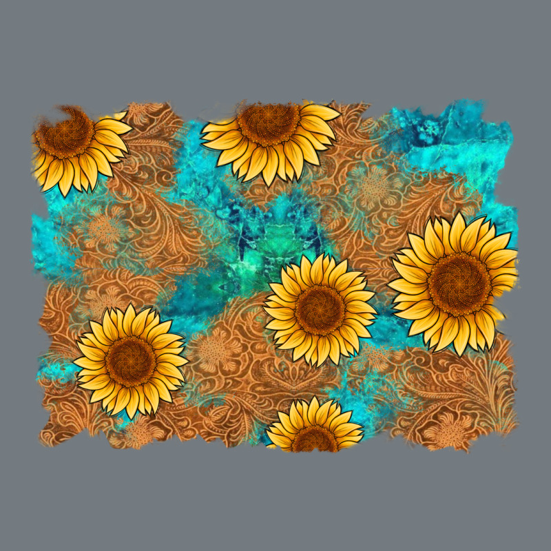 Sunflower Turquoise And  Leather Background Heavyweight Sweatshirt by Artiststas | Teevron