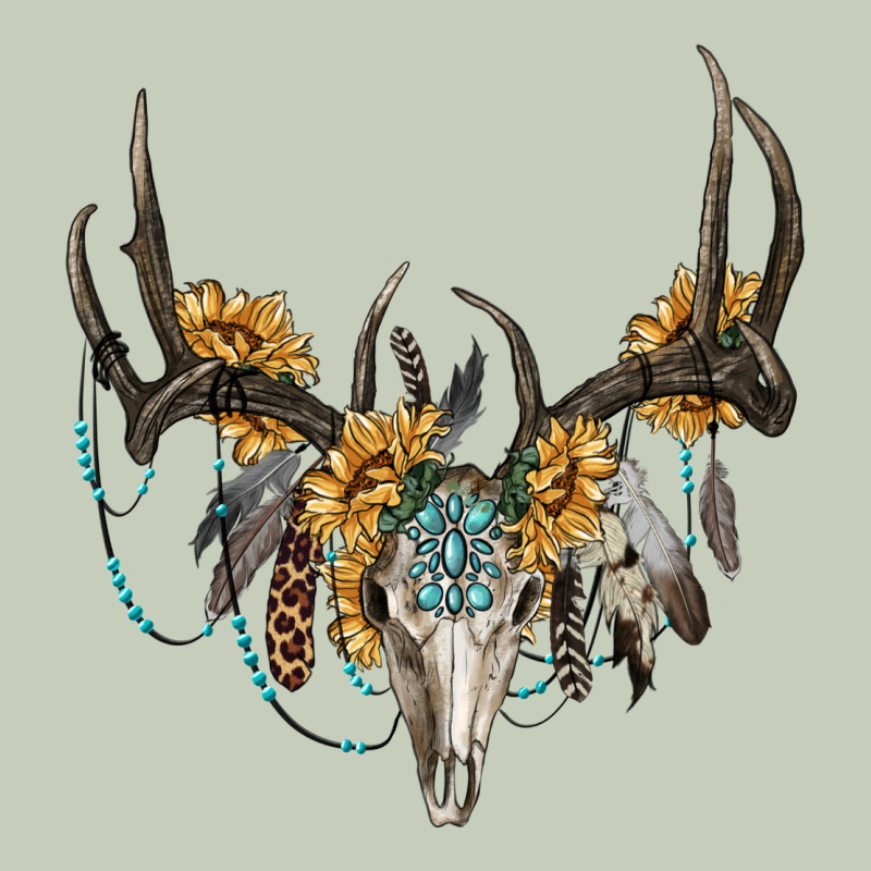Boho Deer Skull Sunflowers And Gemstone Ladies Tee by RanaPortraitStore | Teevron