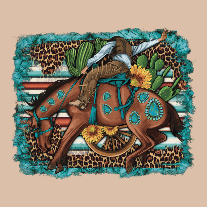 Bucking Bronco Cowboy Rodeo Cactus And Sunflowers Urban Heavy Tee by Artiststas | Teevron