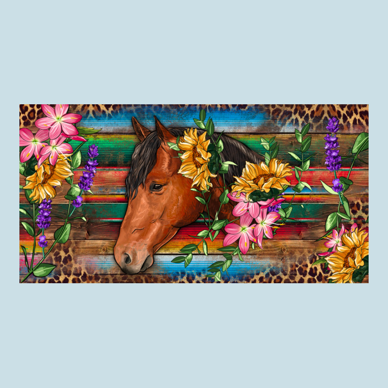 Brown Horse With Flowers And Leopard Ladies Tee by RanaPortraitStore | Teevron