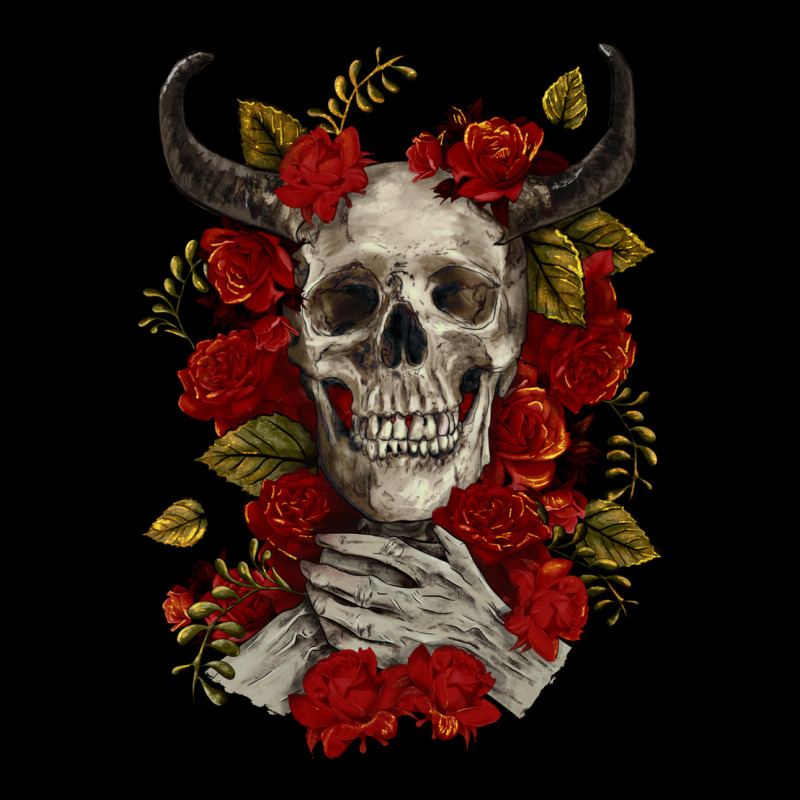 Bull Human Skull With Roses Ladies Tee by RanaPortraitStore | Teevron