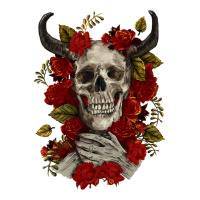 Bull Human Skull With Roses | Teevron